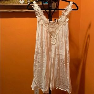 White Floral Blouse Sleeveless Nightgown  S